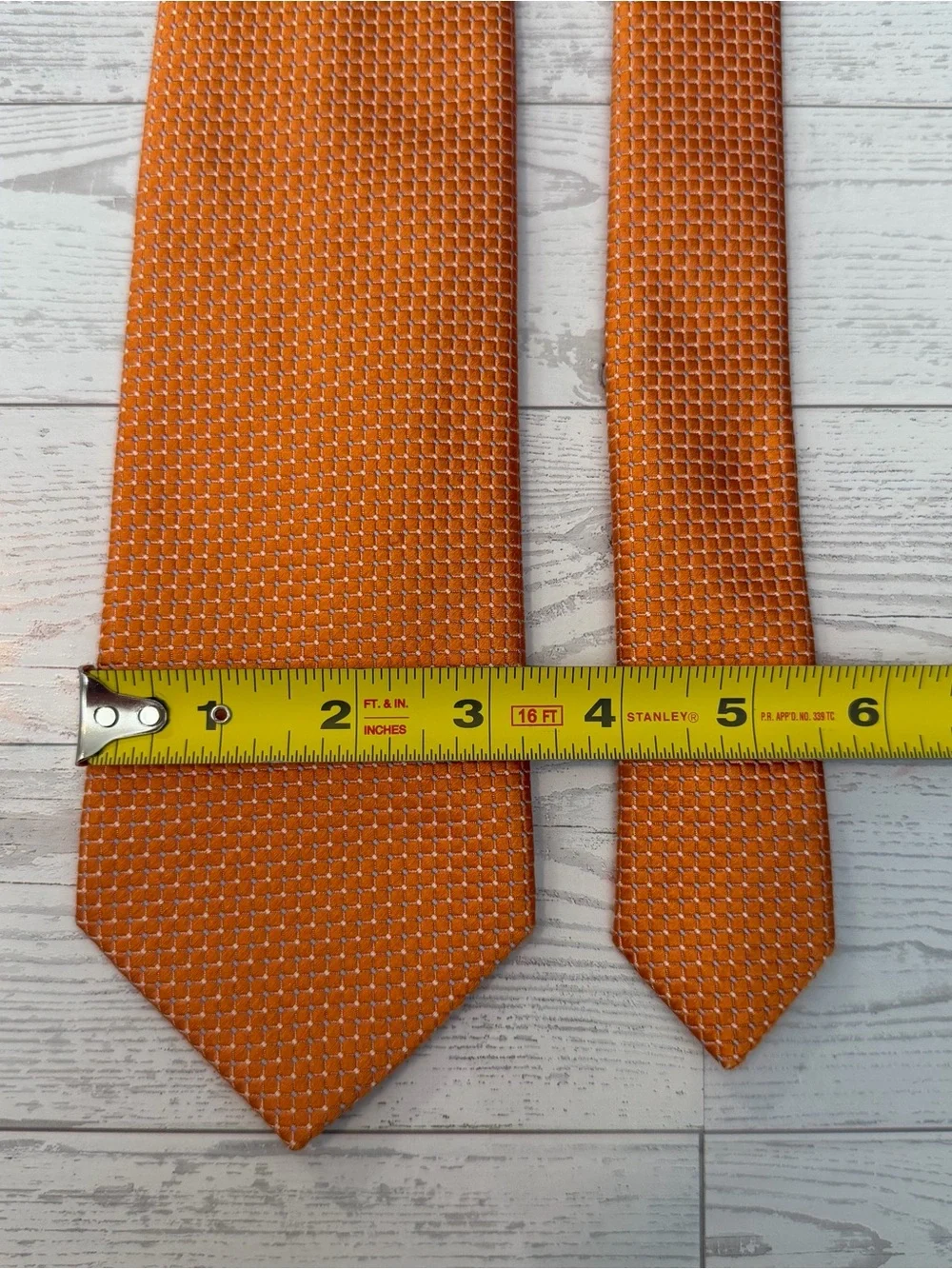 Giorgio Armani Silk Geometric Micro-Pattern Tie Orange